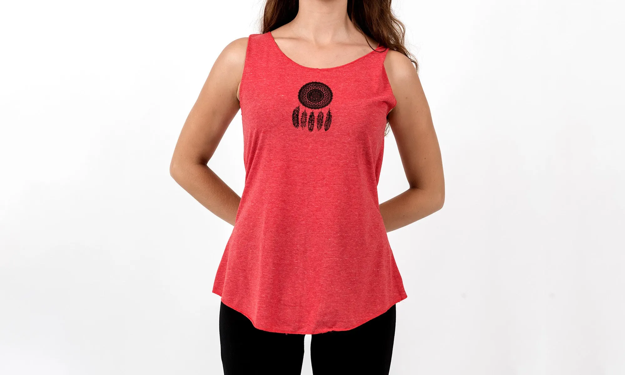 Loose Soft Vintage Style Women's Tank Tops Dream Catcher Red