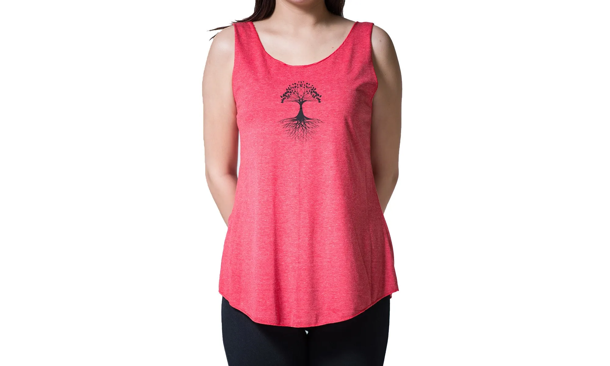 Loose Soft Vintage Style Women's Tank Tops Tree of Life Red