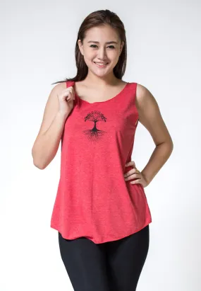 Loose Soft Vintage Style Women's Tank Tops Tree of Life Red