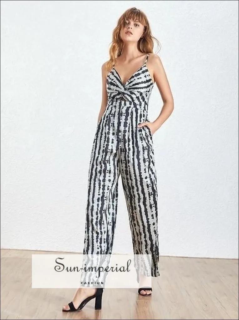 Madison Jumpsuit - Sleeveless Zebra Striped Women High Waist Wide Leg Jumpsuit