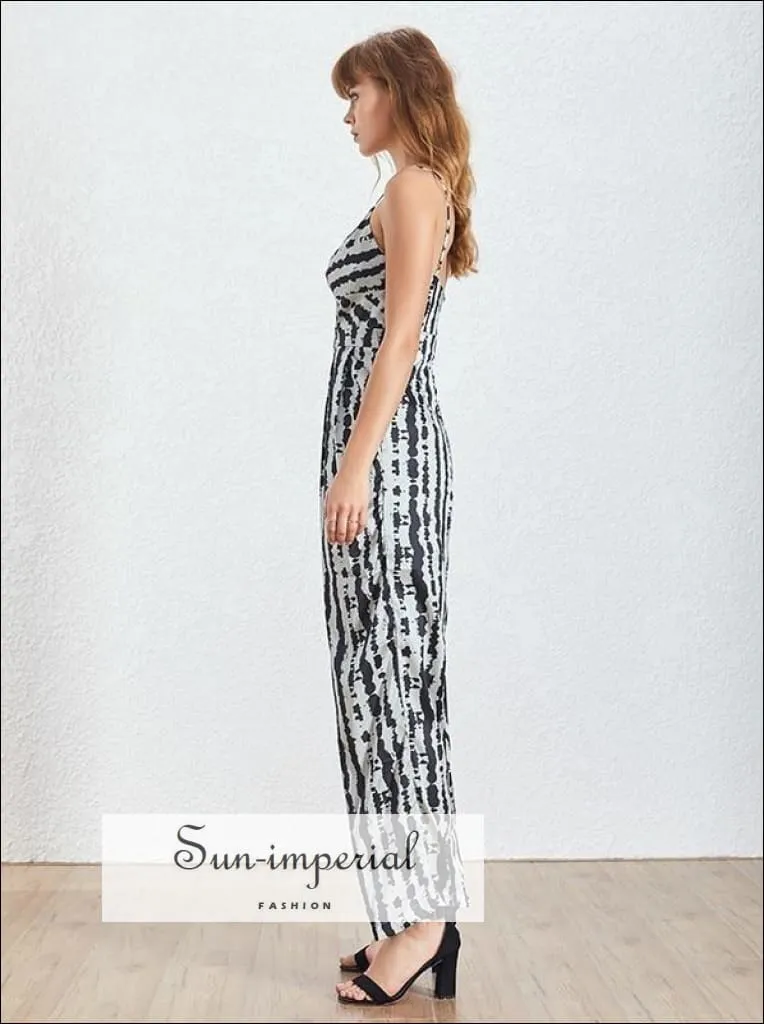 Madison Jumpsuit - Sleeveless Zebra Striped Women High Waist Wide Leg Jumpsuit