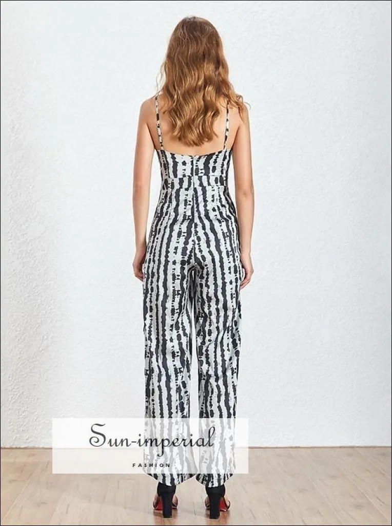 Madison Jumpsuit - Sleeveless Zebra Striped Women High Waist Wide Leg Jumpsuit