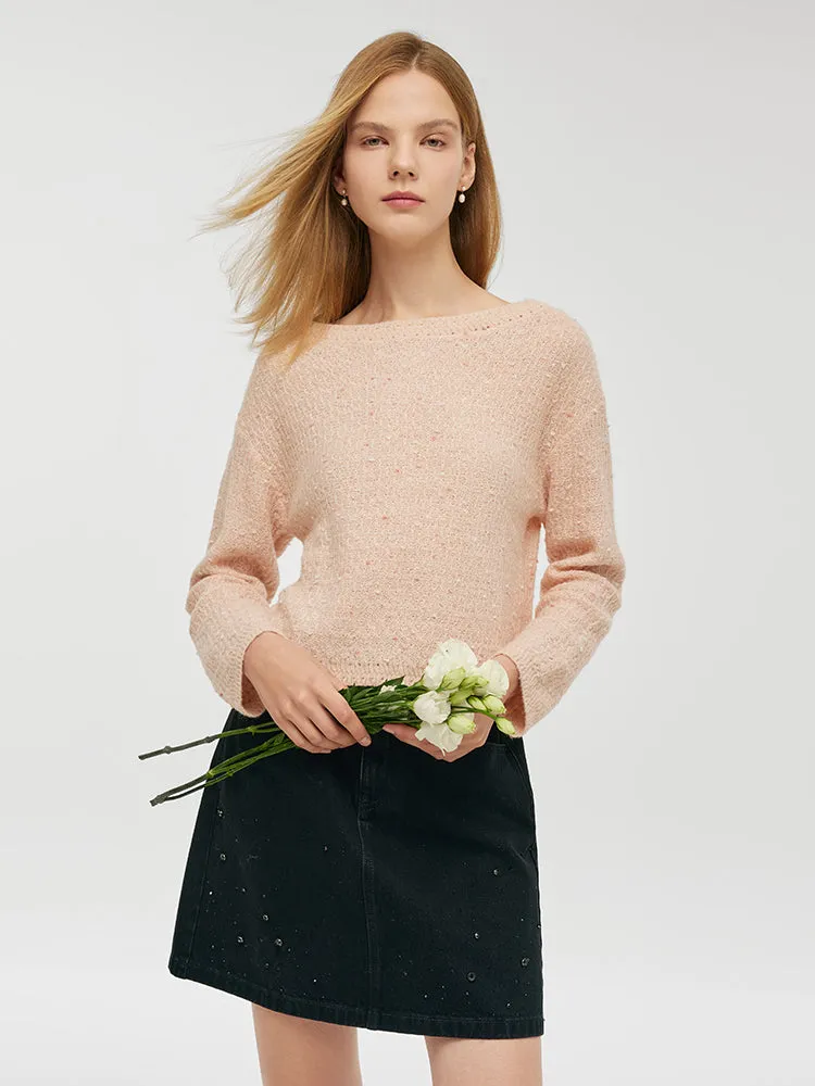 Mohair Slash Neck Women Sweater