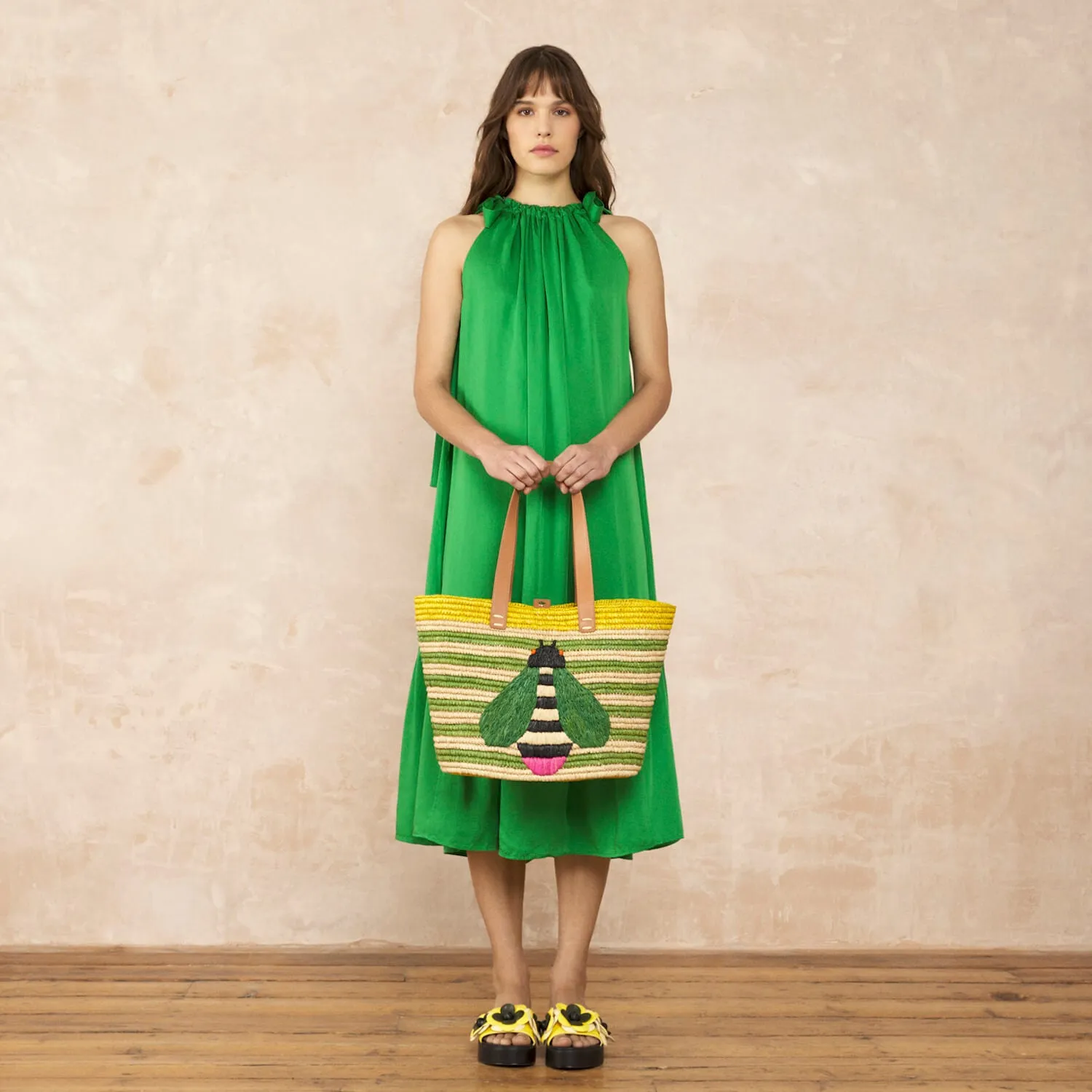 Monday Basket Bag - Bug Green Stripe