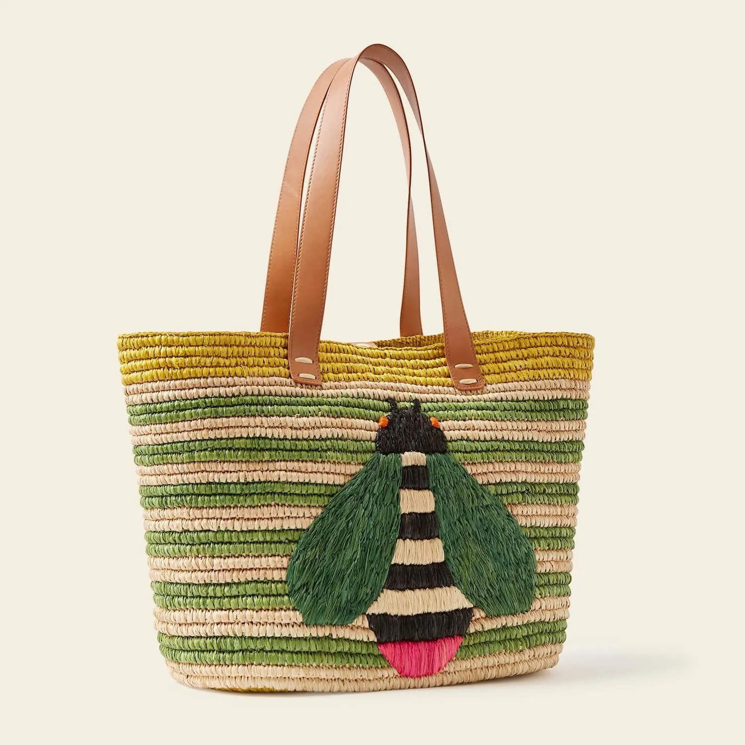 Monday Basket Bag - Bug Green Stripe