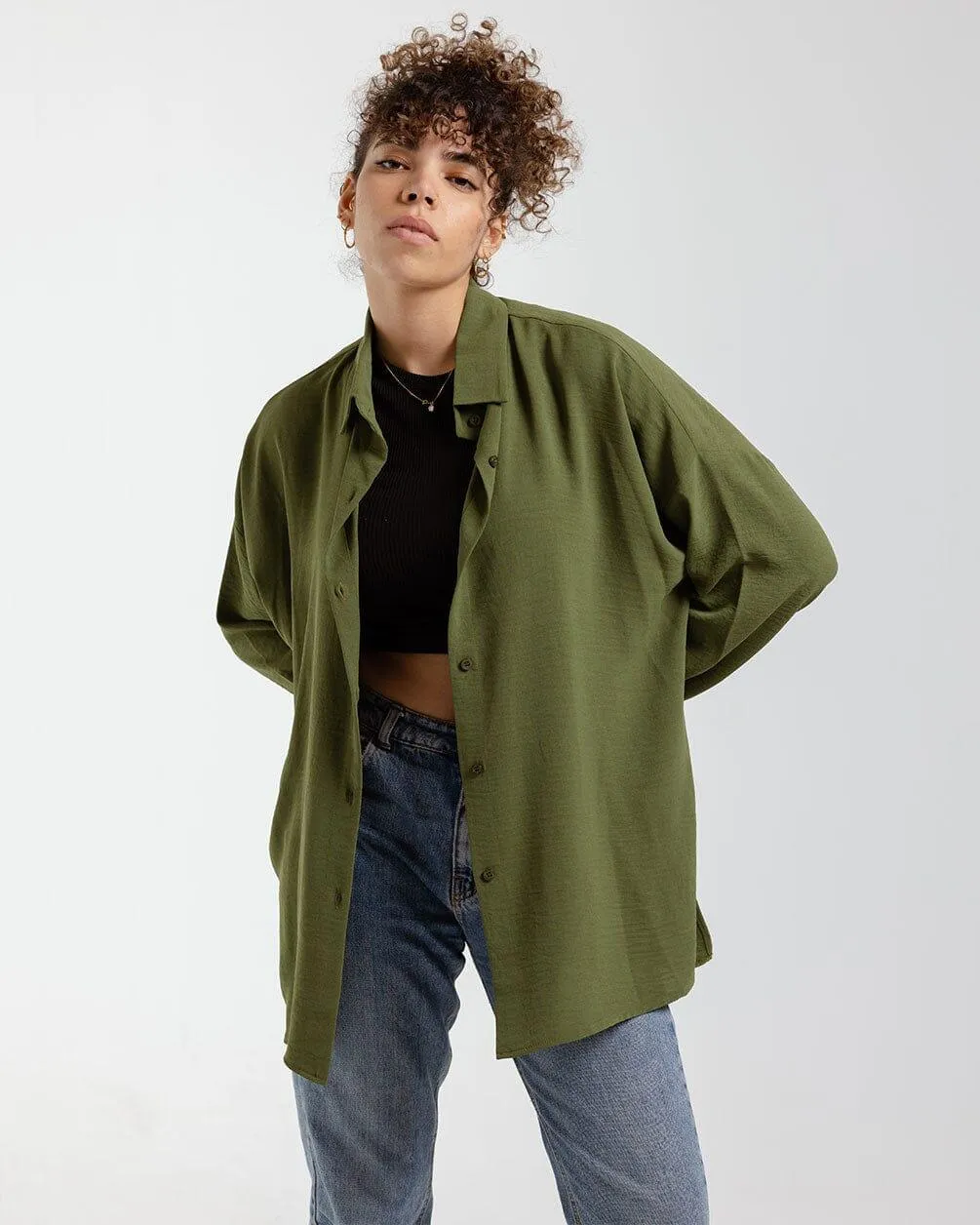 Olive Green Oversized Shirt