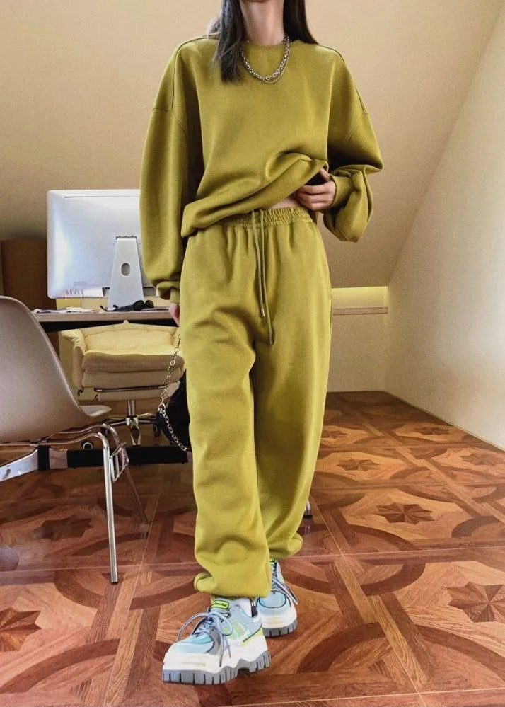 Olive Happy loungewear sweatshirt & sweatpants & shorts