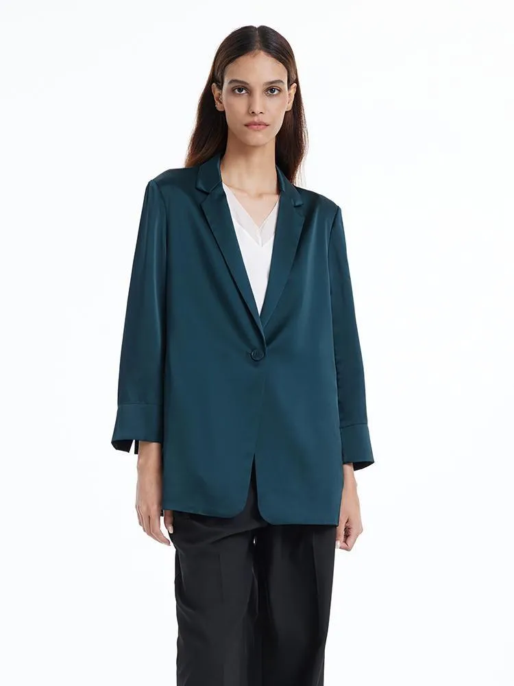 One Button Triacetate Women Blazer