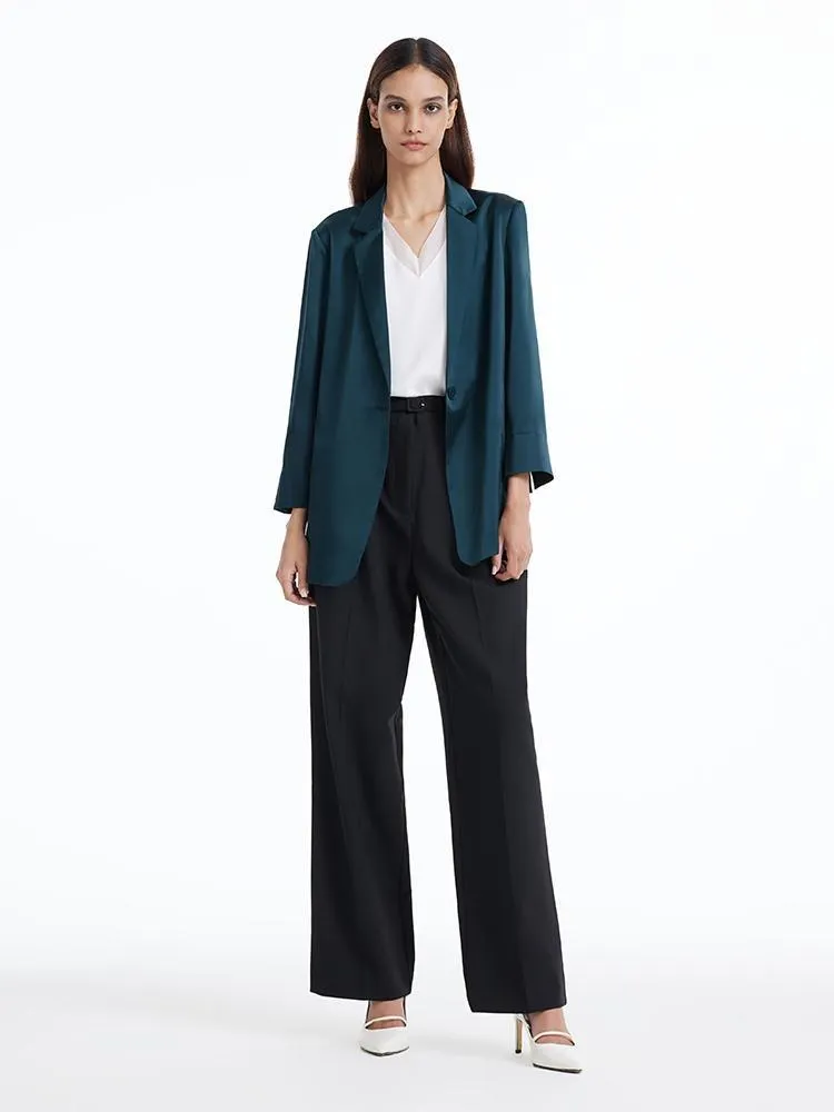 One Button Triacetate Women Blazer