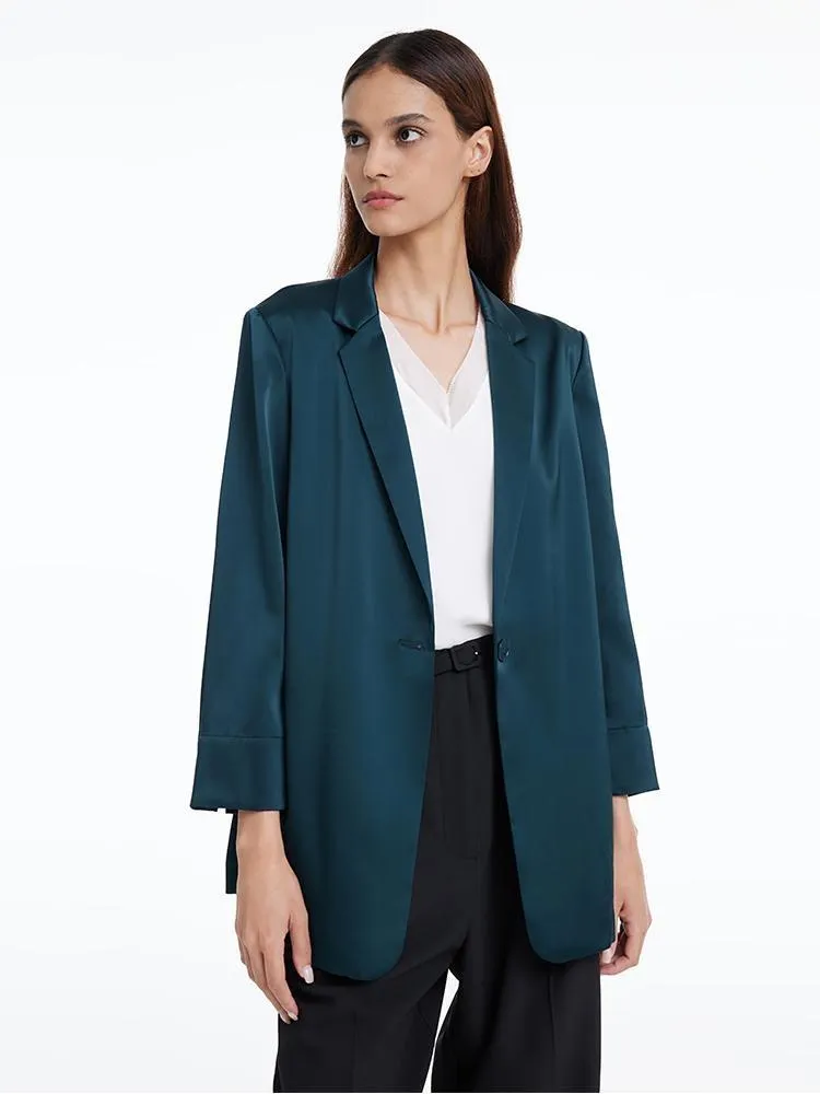 One Button Triacetate Women Blazer