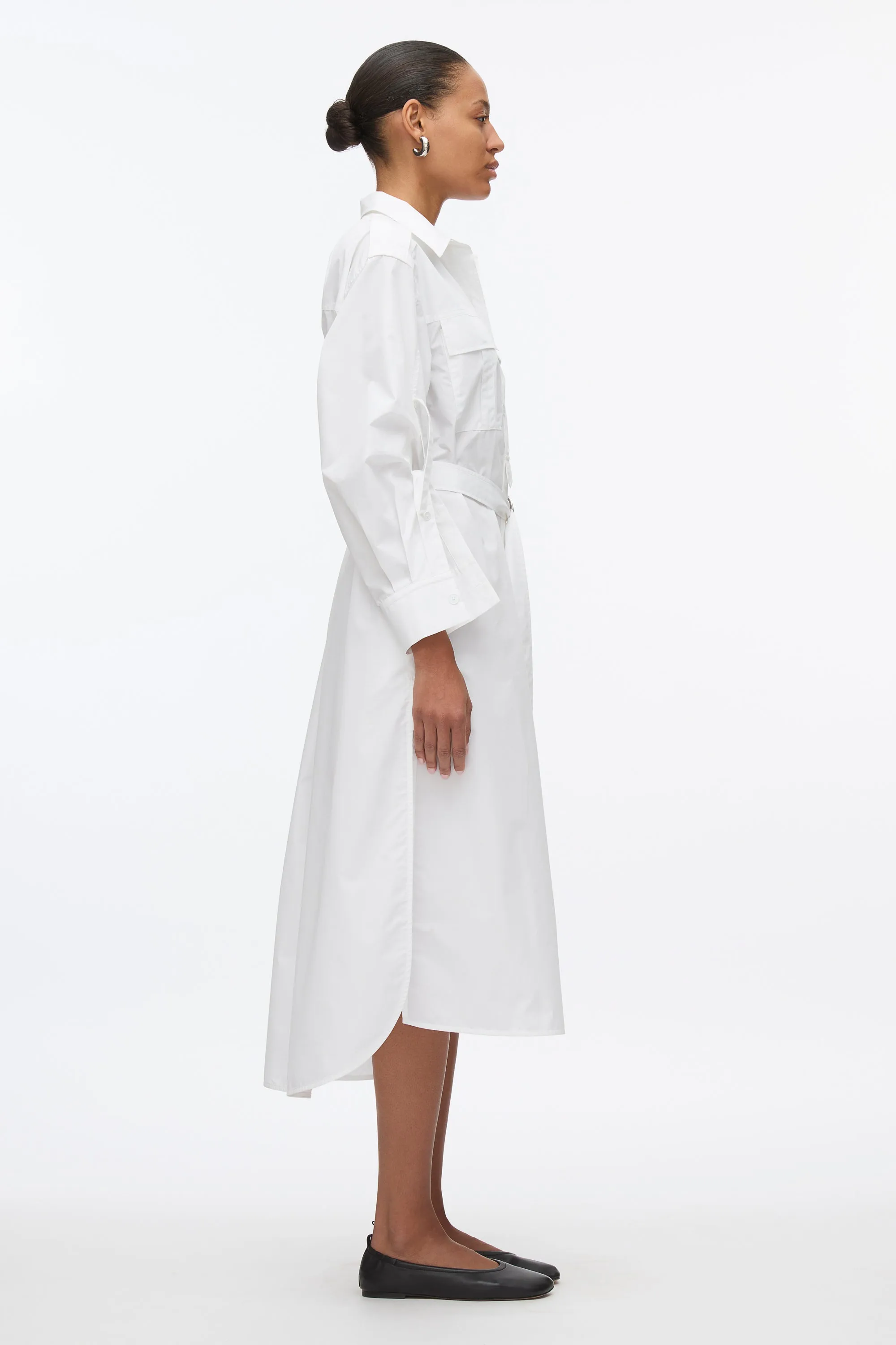 Poplin Utility Midi Shirt Dress