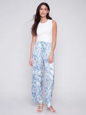 Printed Wide Leg Satin Pants - Jungle