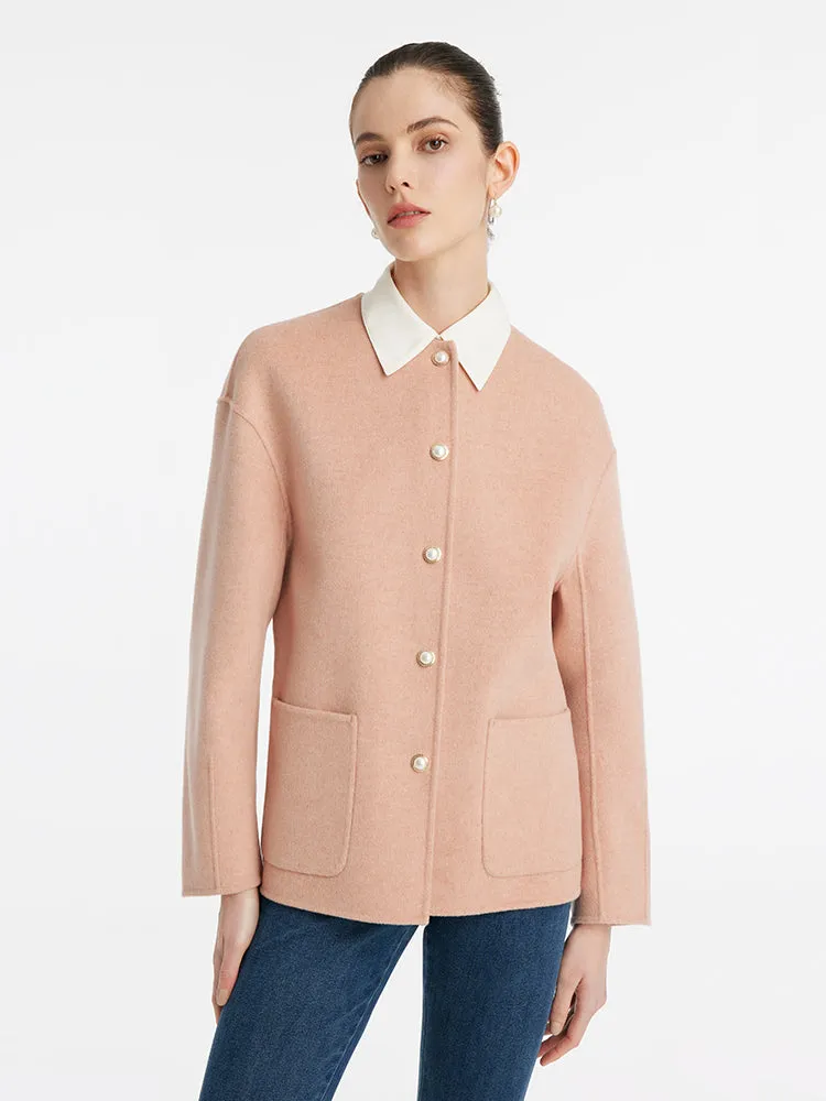 Pure Double-Faced Wool Round Neck Women Jacket