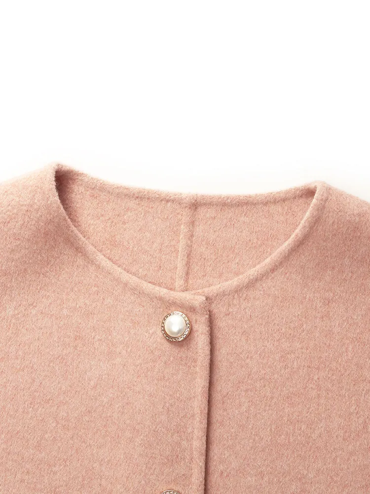 Pure Double-Faced Wool Round Neck Women Jacket