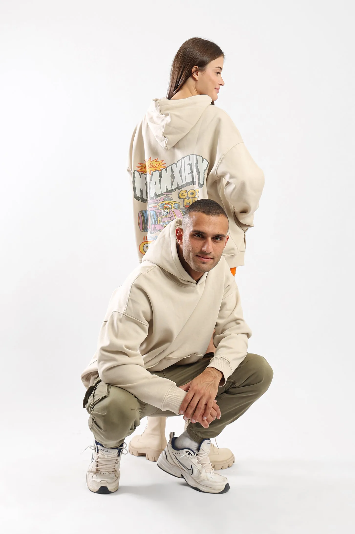 RACING TO CONCLUSIONS HOODIE - BEIGE