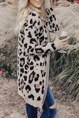 Retro Leopard Spotted Prints Oversized Comfy Long Cardigan Sweaters