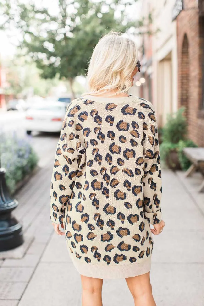 Retro Leopard Spotted Prints Oversized Comfy Long Cardigan Sweaters