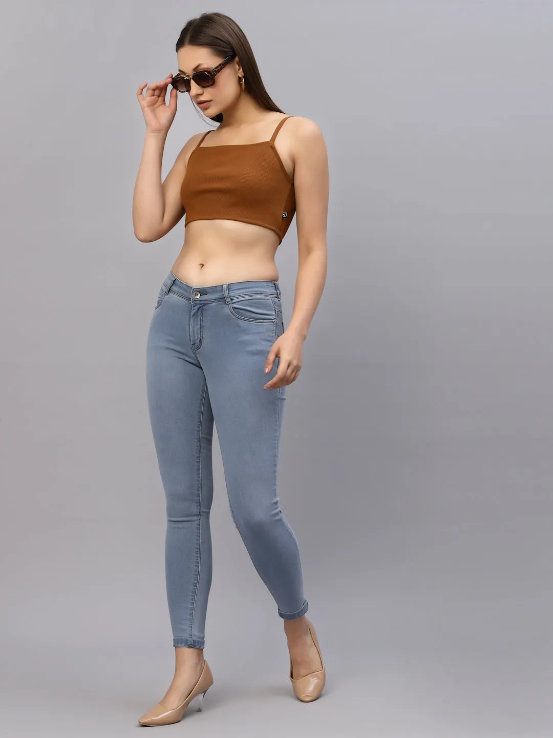 Ribbed Strappy Crop Top