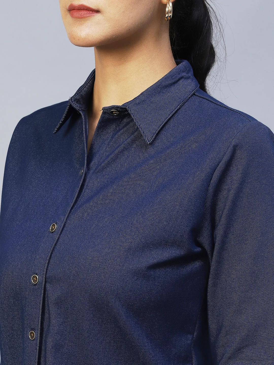 Rigo Women Blue Full Sleeve Denim Shirt