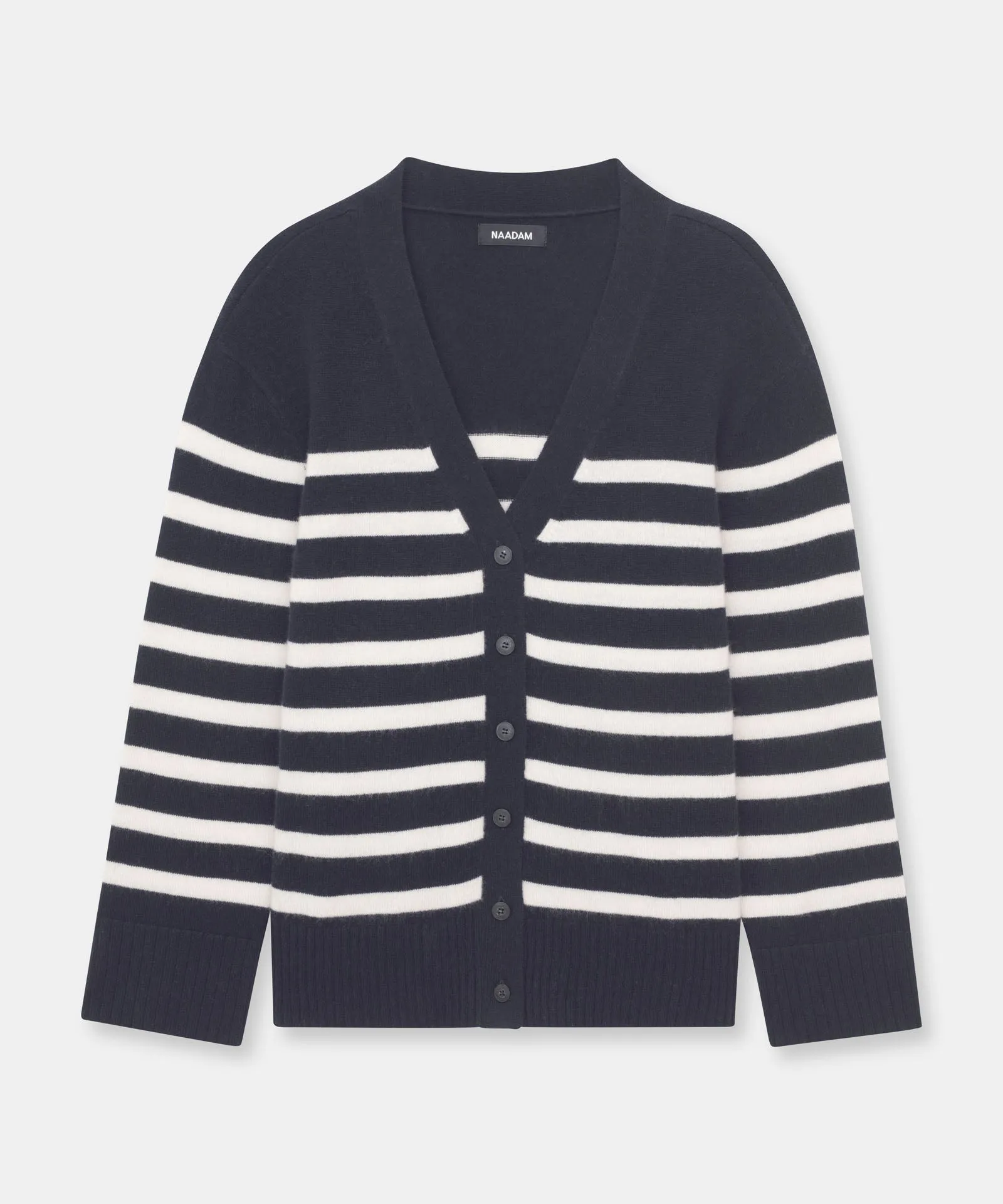 Premium Striped Cashmere Fitted Cardigan - Signature Collection