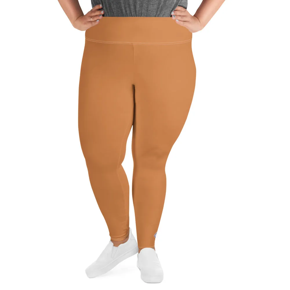 Size-Inclusive Style: Women's Solid Color Yoga Pants - Raw Sienna