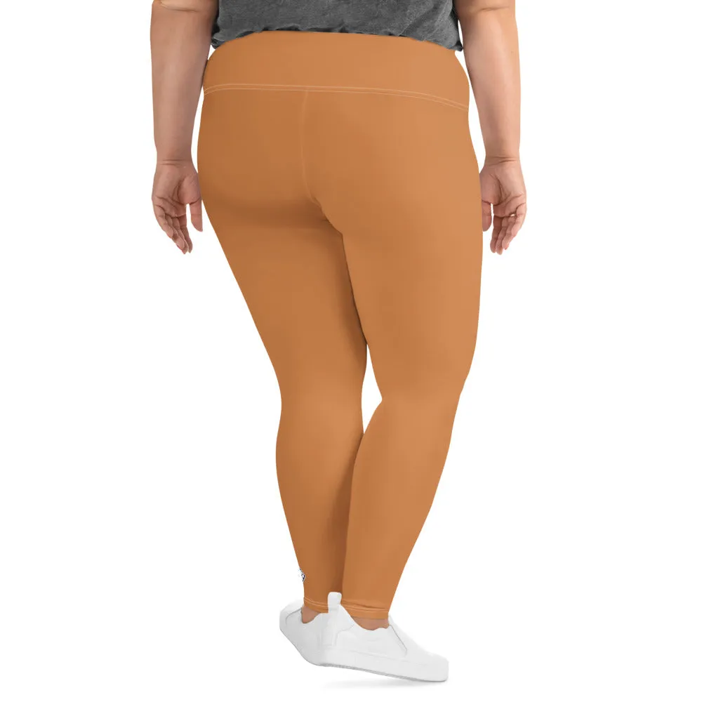 Size-Inclusive Style: Women's Solid Color Yoga Pants - Raw Sienna