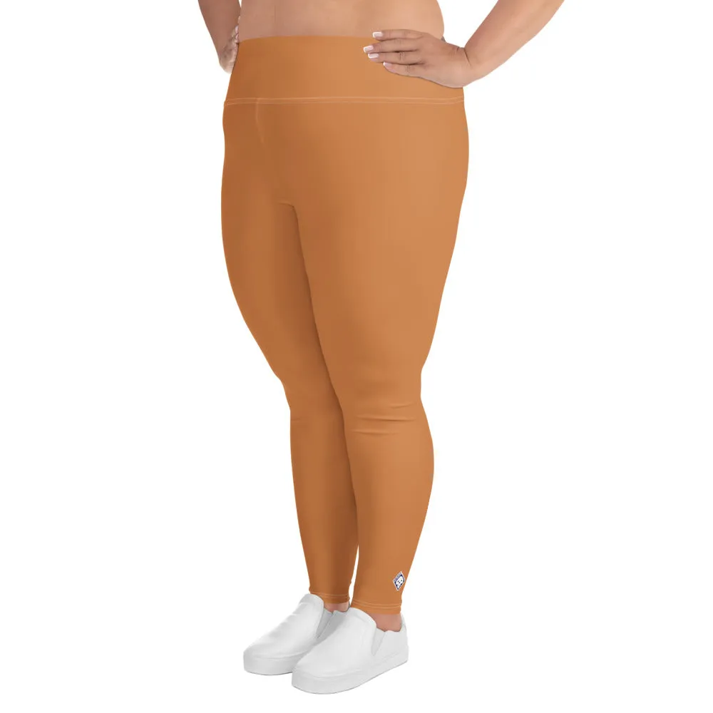 Size-Inclusive Style: Women's Solid Color Yoga Pants - Raw Sienna