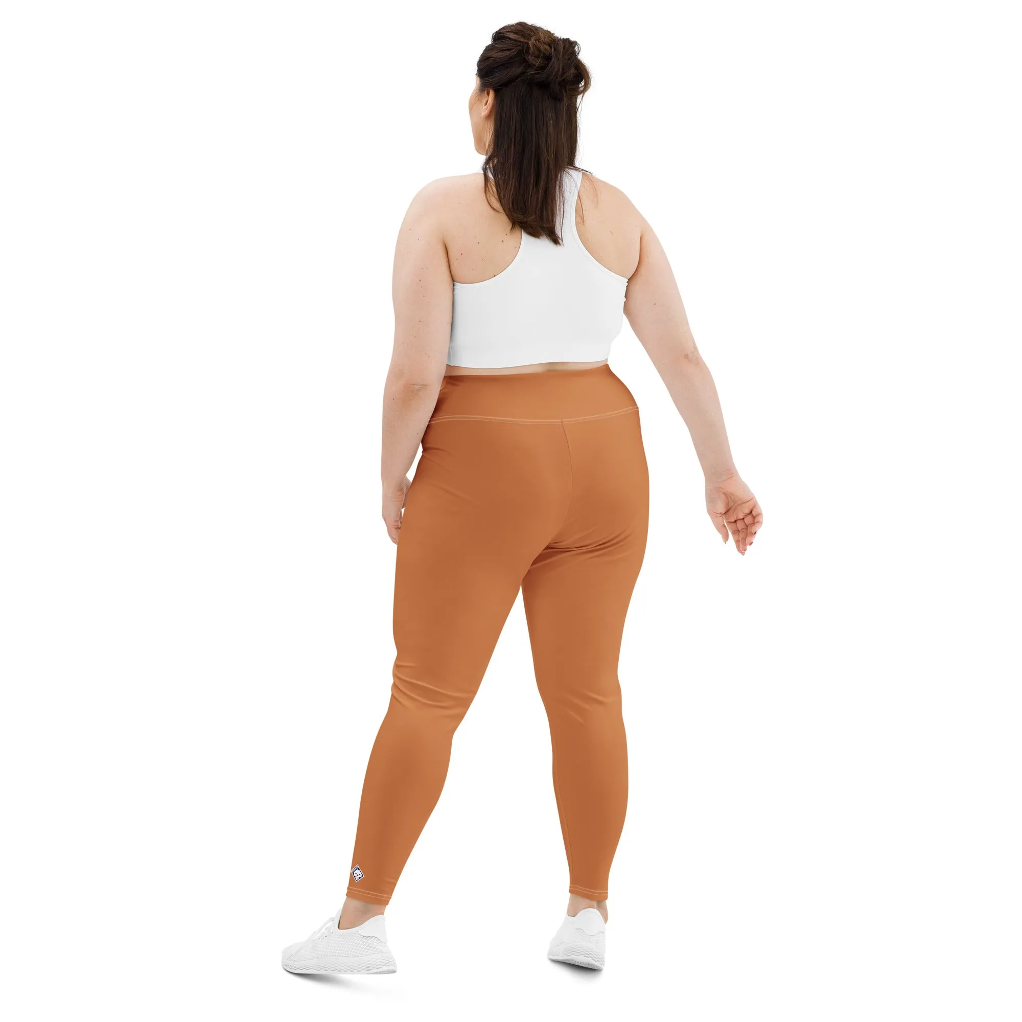 Size-Inclusive Style: Women's Solid Color Yoga Pants - Raw Sienna