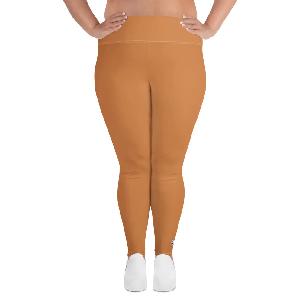 Size-Inclusive Style: Women's Solid Color Yoga Pants - Raw Sienna