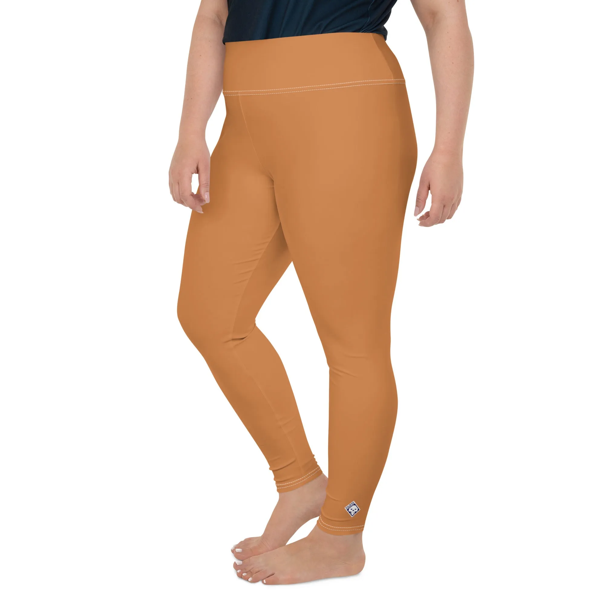 Size-Inclusive Style: Women's Solid Color Yoga Pants - Raw Sienna