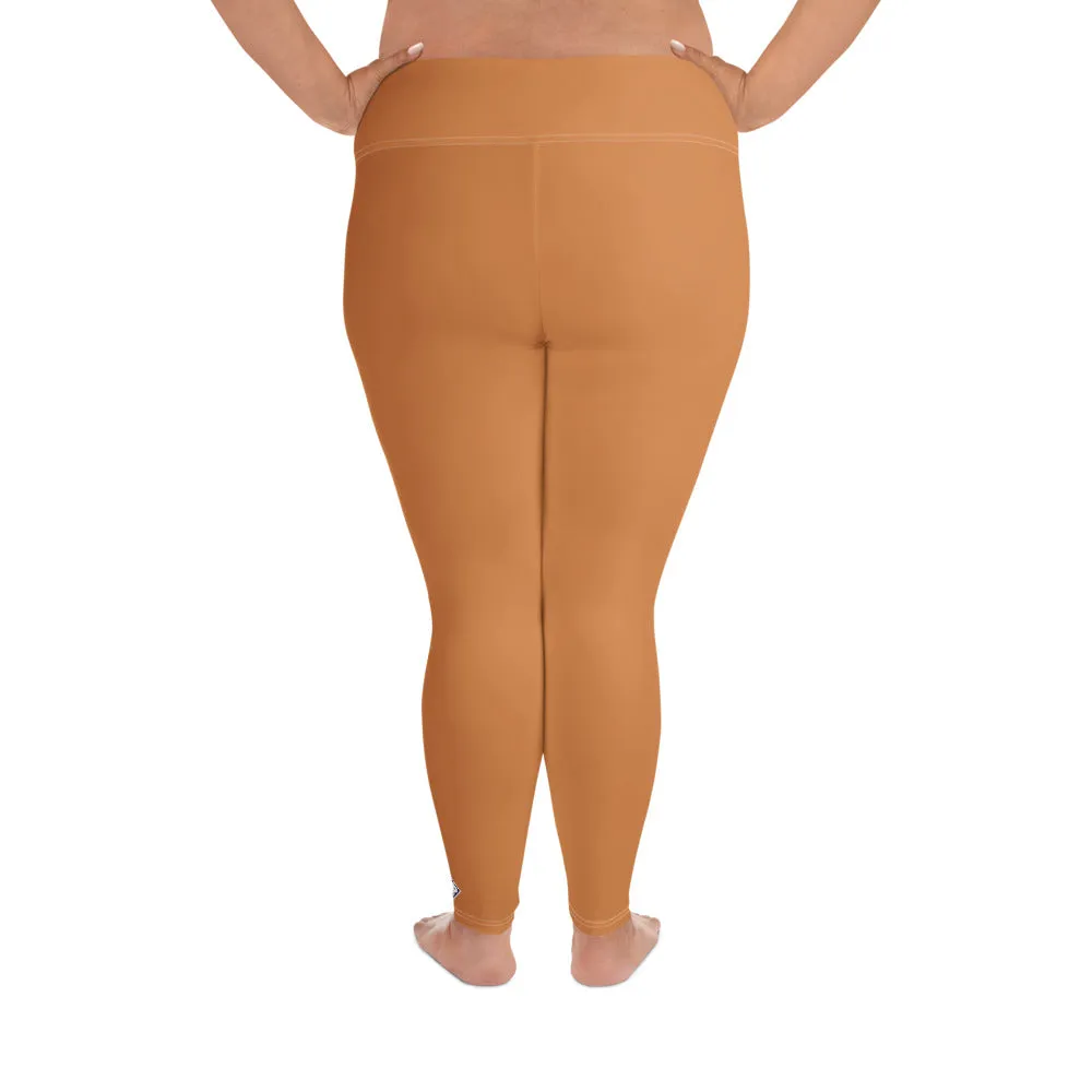 Size-Inclusive Style: Women's Solid Color Yoga Pants - Raw Sienna