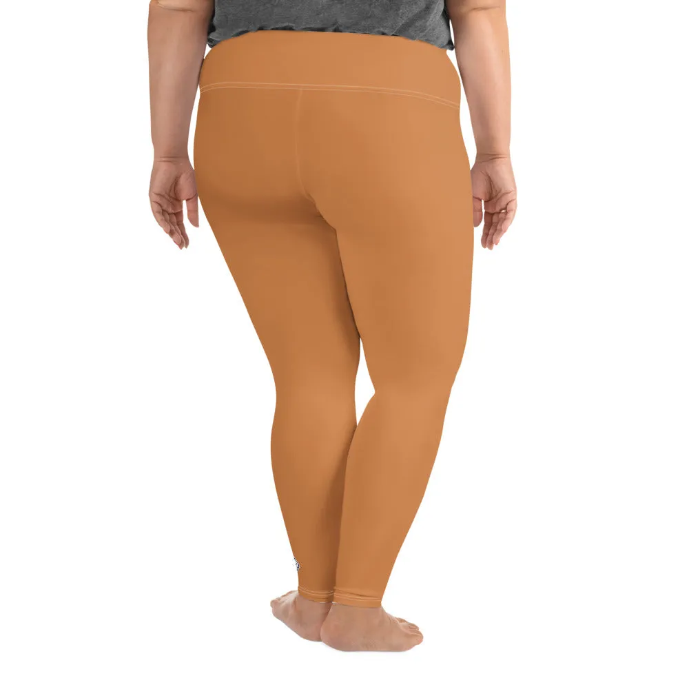 Size-Inclusive Style: Women's Solid Color Yoga Pants - Raw Sienna