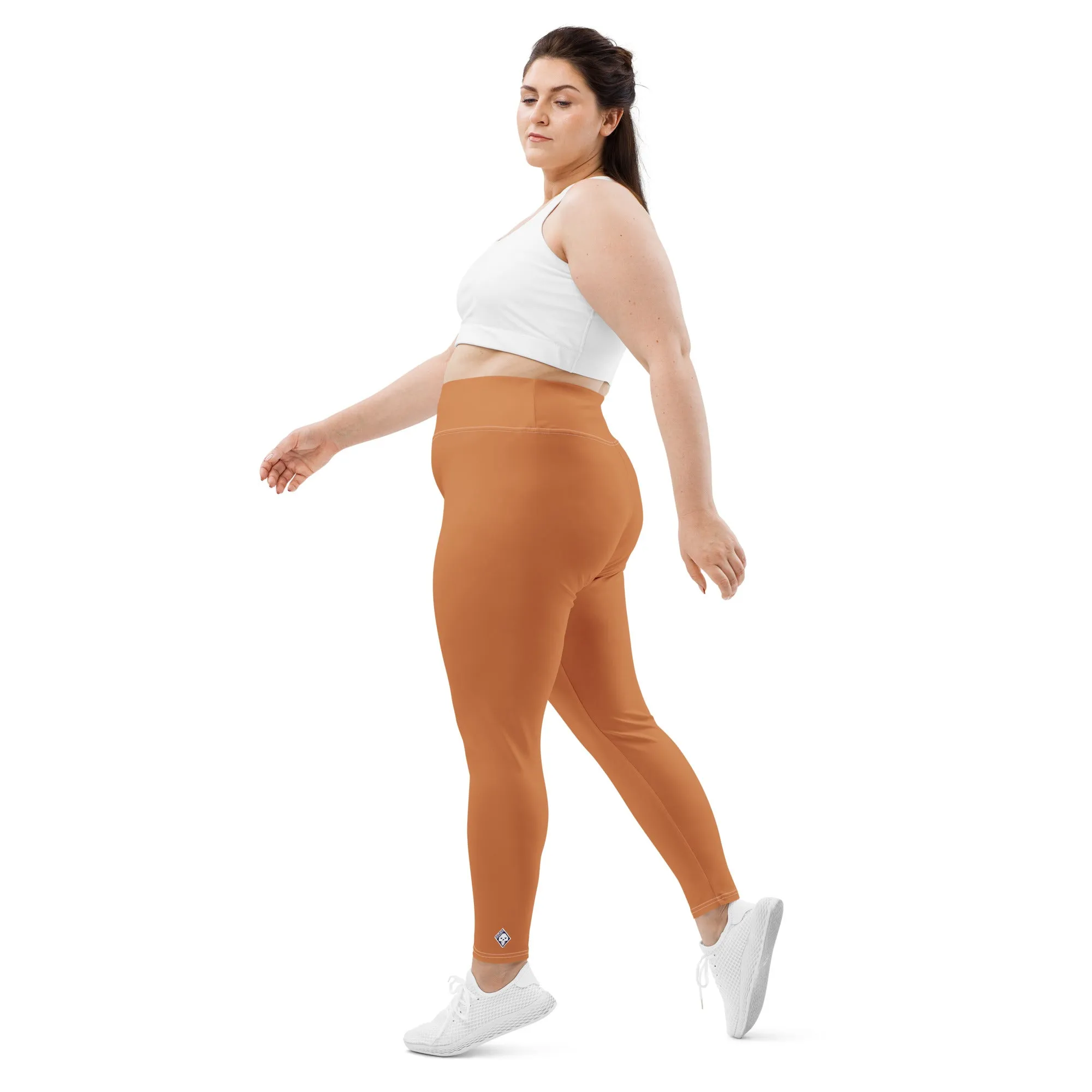 Size-Inclusive Style: Women's Solid Color Yoga Pants - Raw Sienna