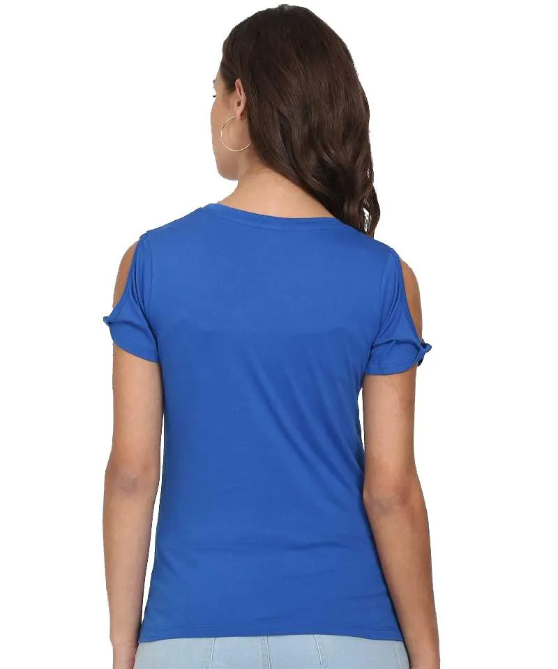 Style Quotient Women Blue RoundNeck Solid Fashion Tops