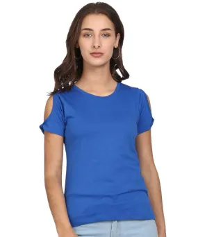 Style Quotient Women Blue RoundNeck Solid Fashion Tops