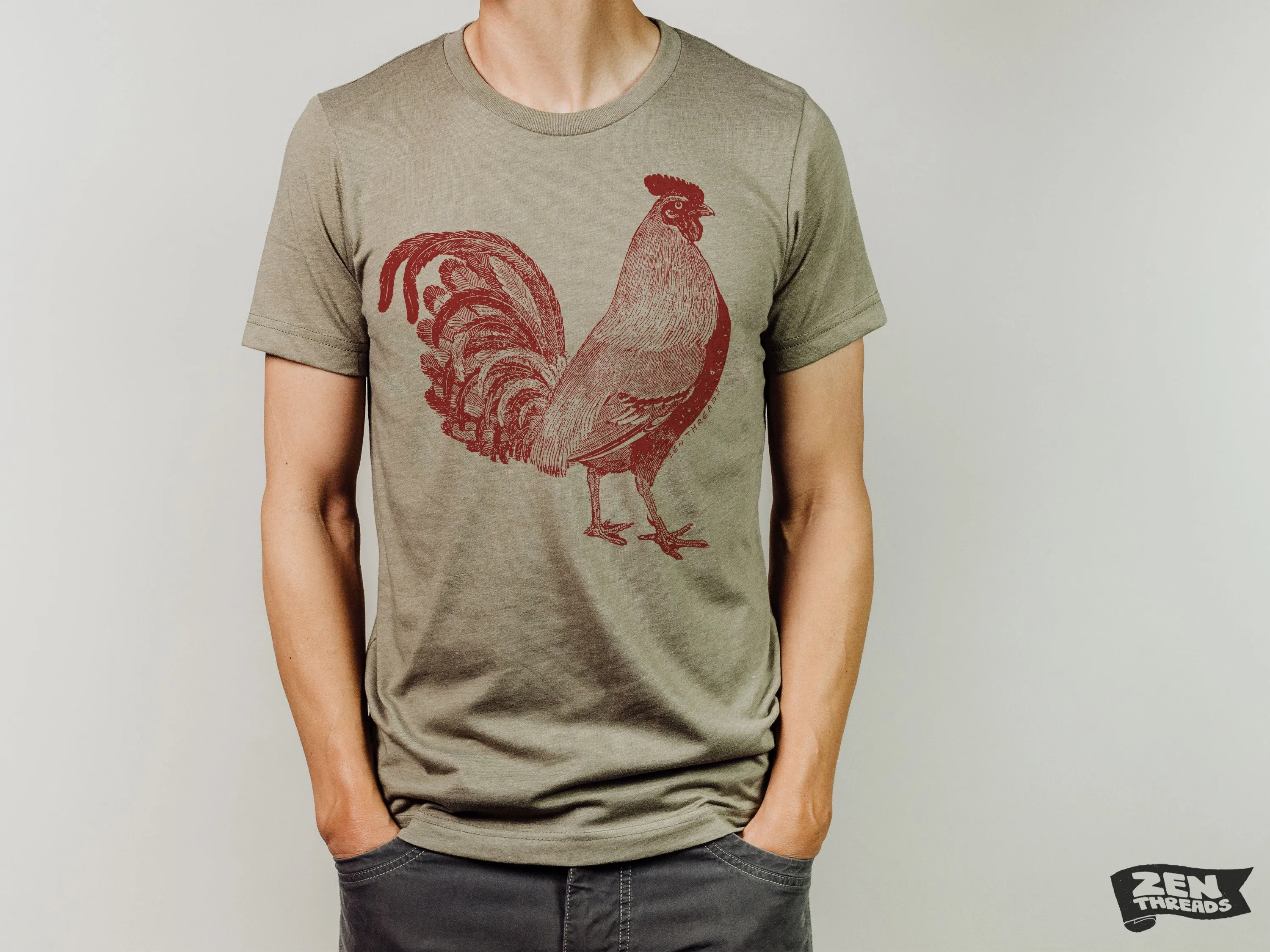 The Urban ROOSTER Unisex T-Shirt Bella Canvas mens women zen threads printed printed tee hen bird farming farmer garden henhouse gift funny