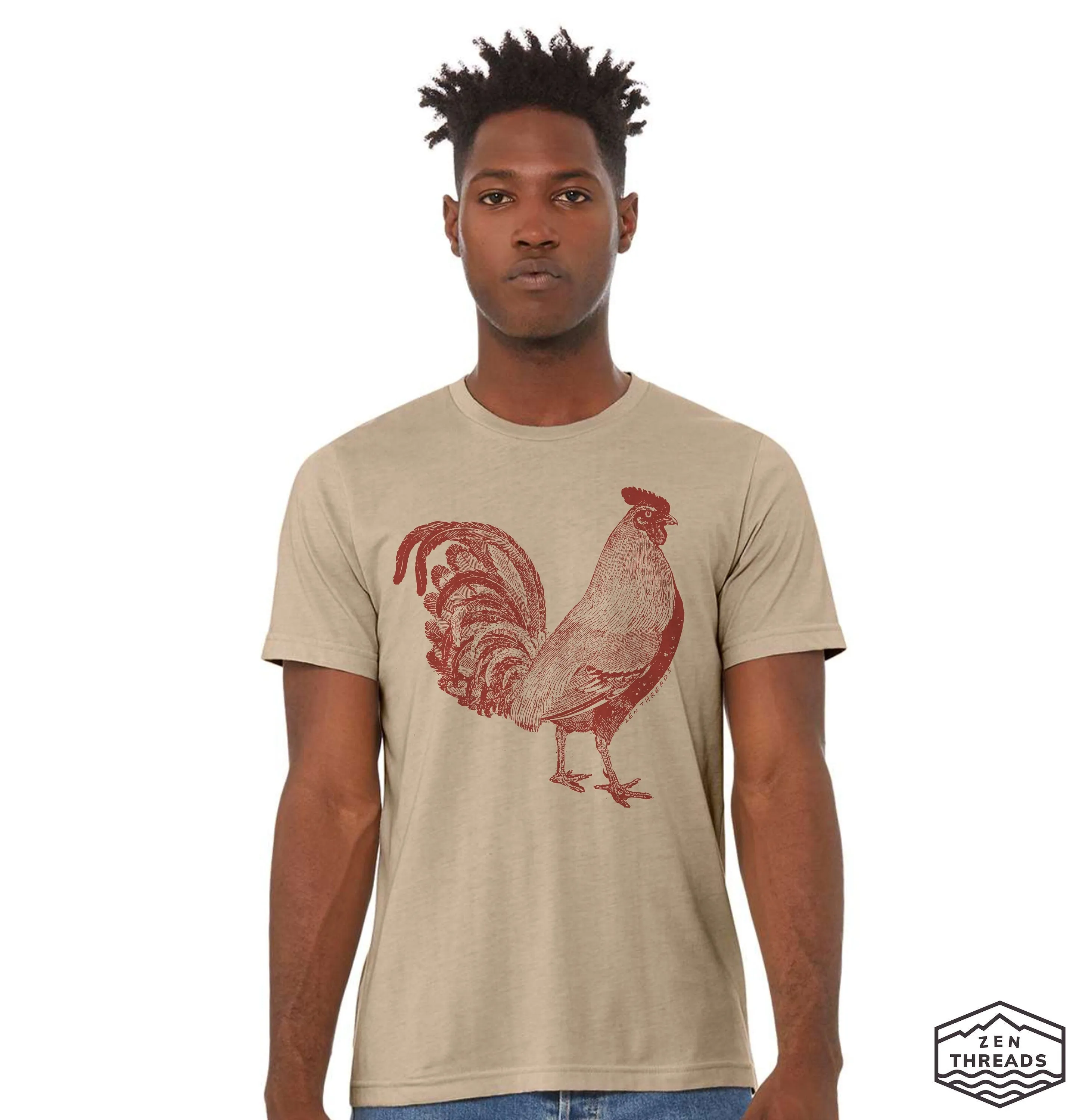 The Urban ROOSTER Unisex T-Shirt Bella Canvas mens women zen threads printed printed tee hen bird farming farmer garden henhouse gift funny