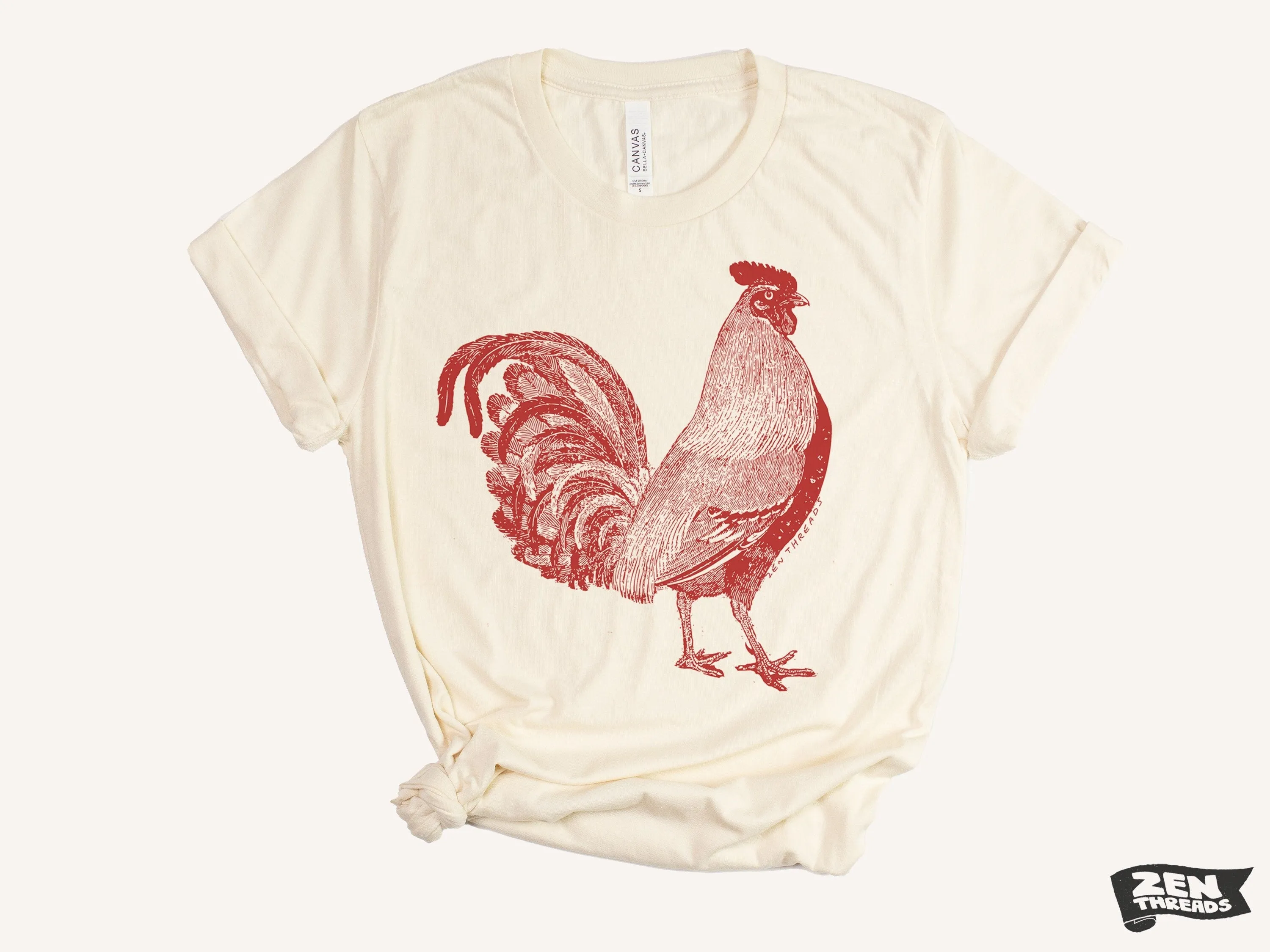 The Urban ROOSTER Unisex T-Shirt Bella Canvas mens women zen threads printed printed tee hen bird farming farmer garden henhouse gift funny