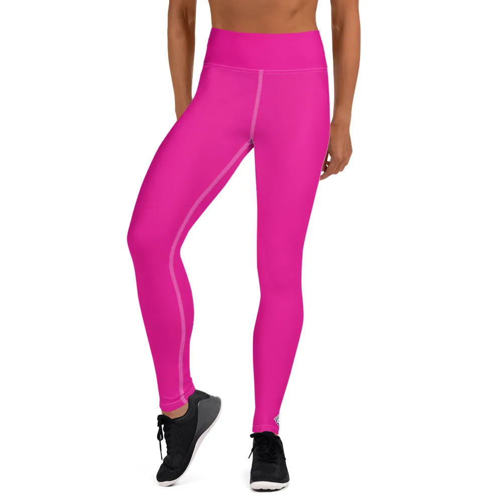 Versatile Style: Women's Solid Color Workout Yoga Pants - Hollywood Cerise