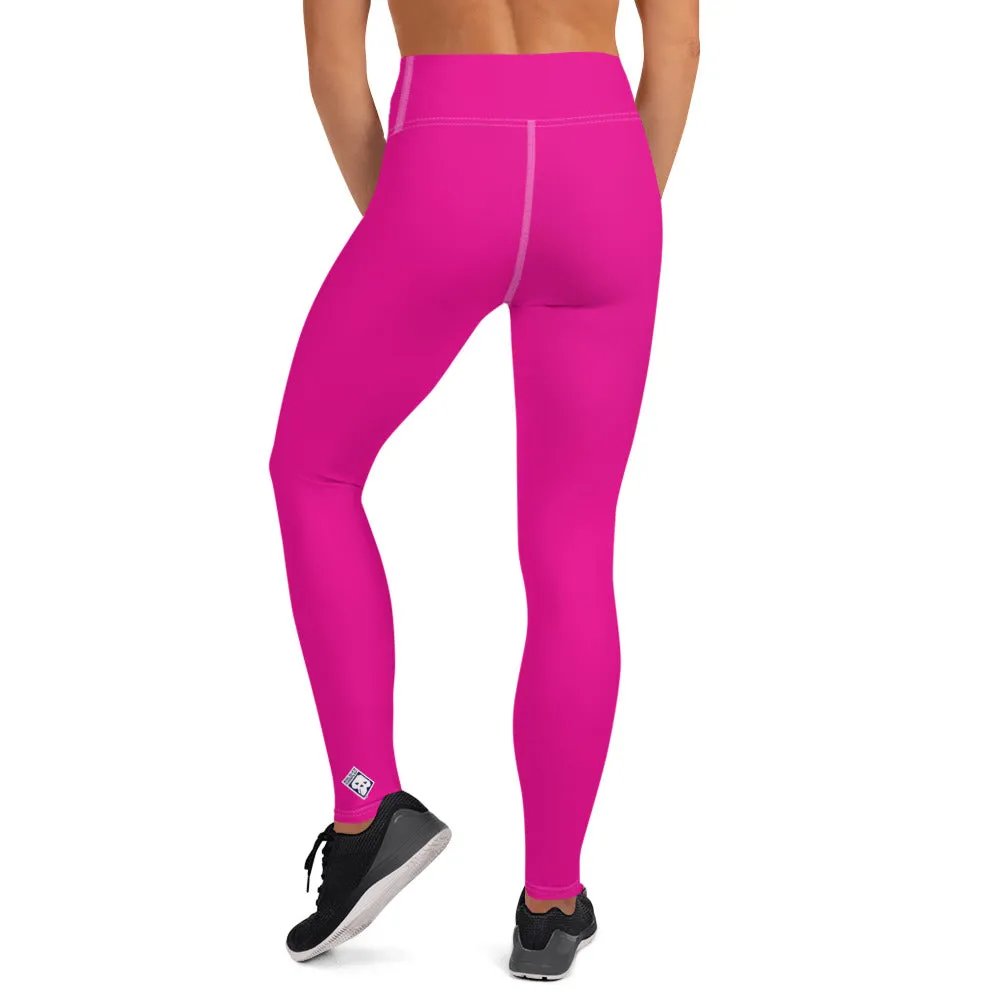 Versatile Style: Women's Solid Color Workout Yoga Pants - Hollywood Cerise