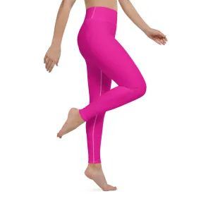 Versatile Style: Women's Solid Color Workout Yoga Pants - Hollywood Cerise