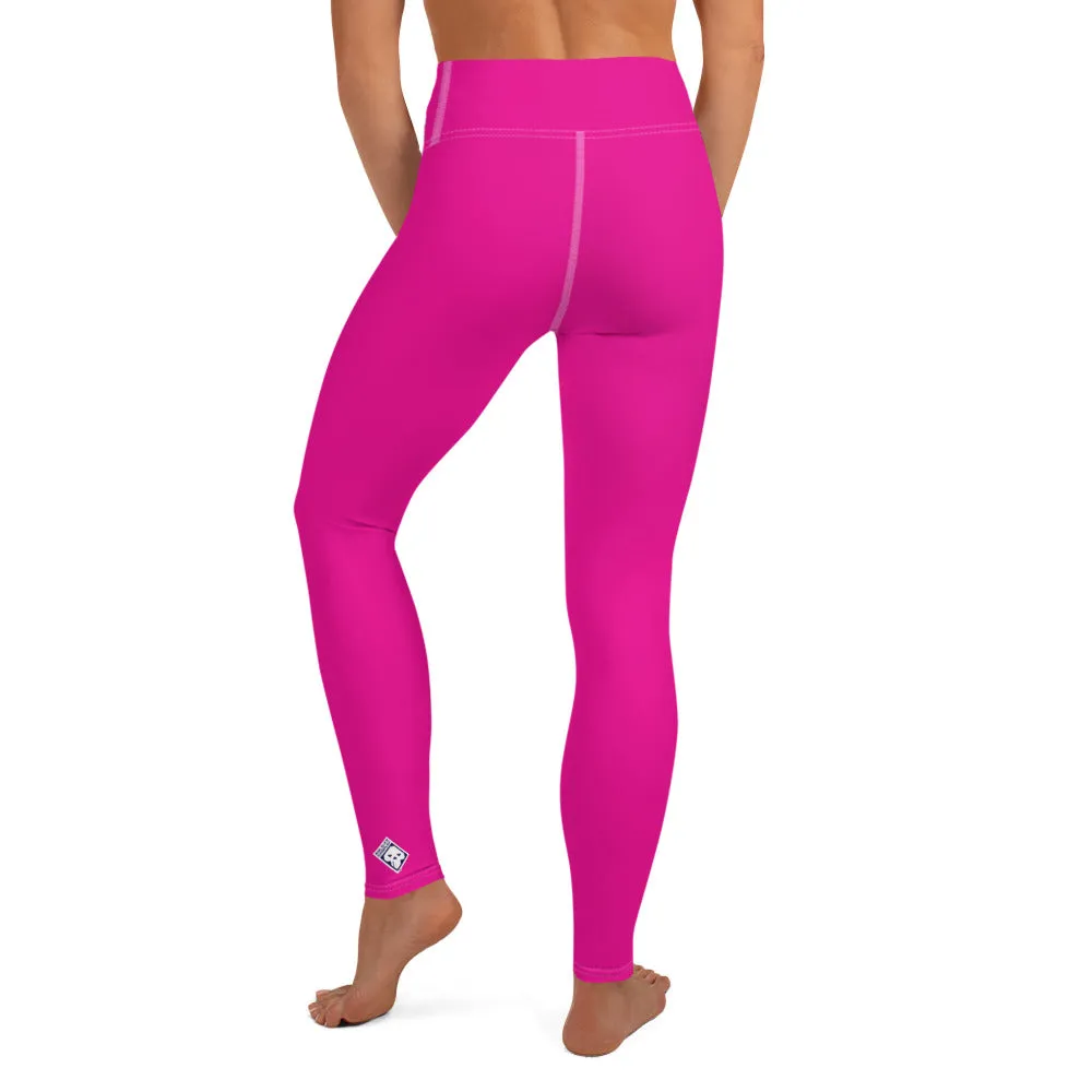 Versatile Style: Women's Solid Color Workout Yoga Pants - Hollywood Cerise