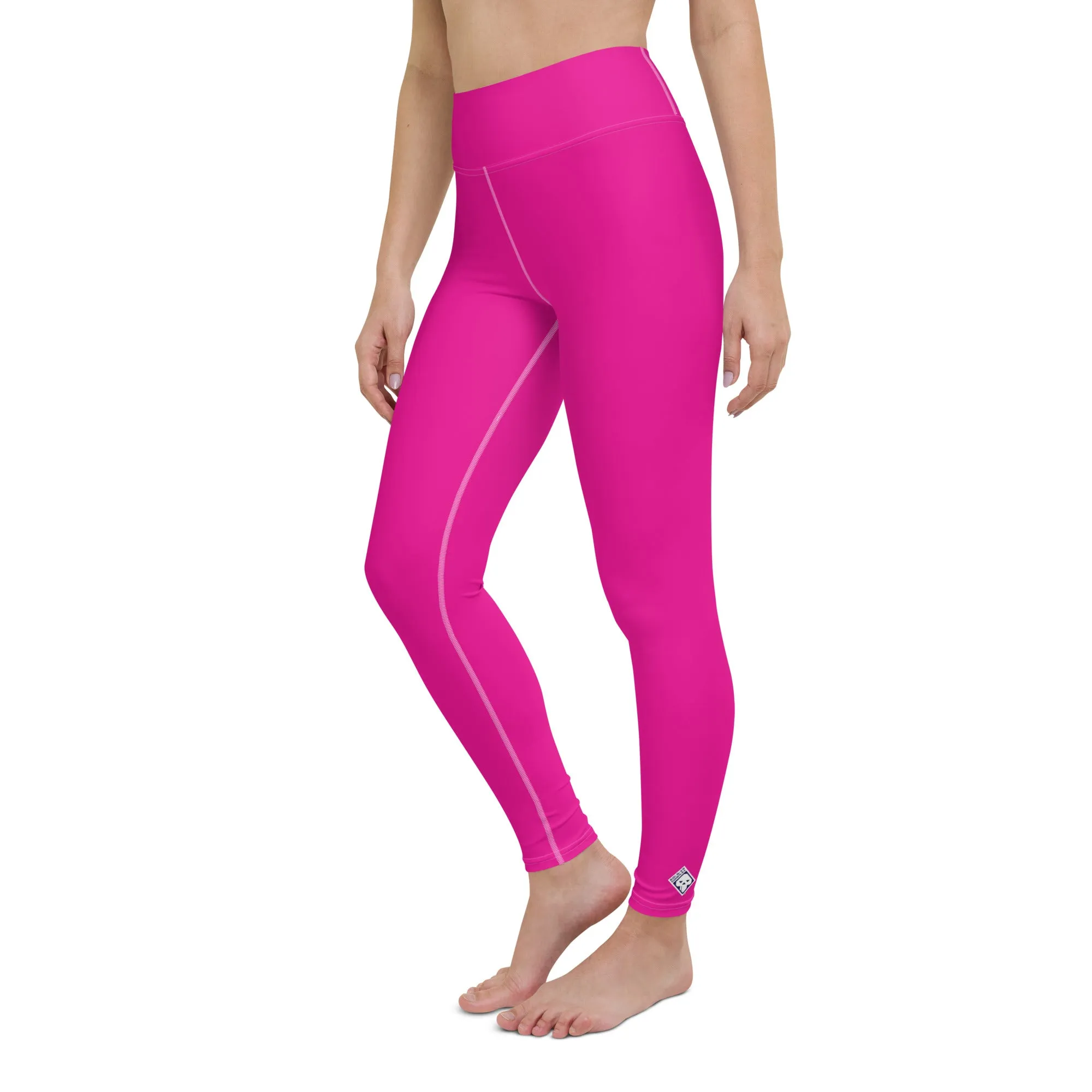 Versatile Style: Women's Solid Color Workout Yoga Pants - Hollywood Cerise