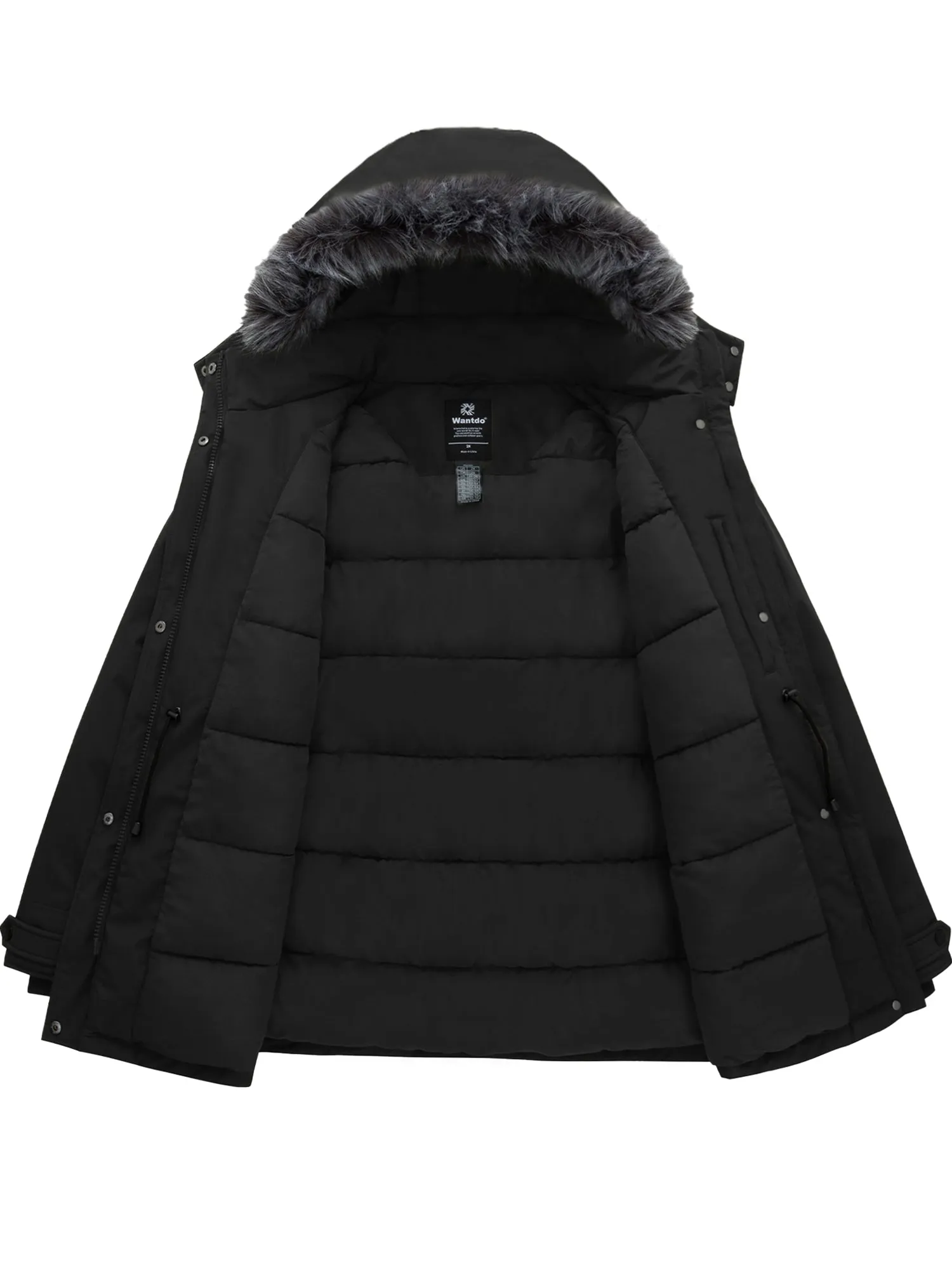 Wantdo Women's Plus Size Winter Coat Warm Quilted Winter Puffer Jacket with Removable Hood