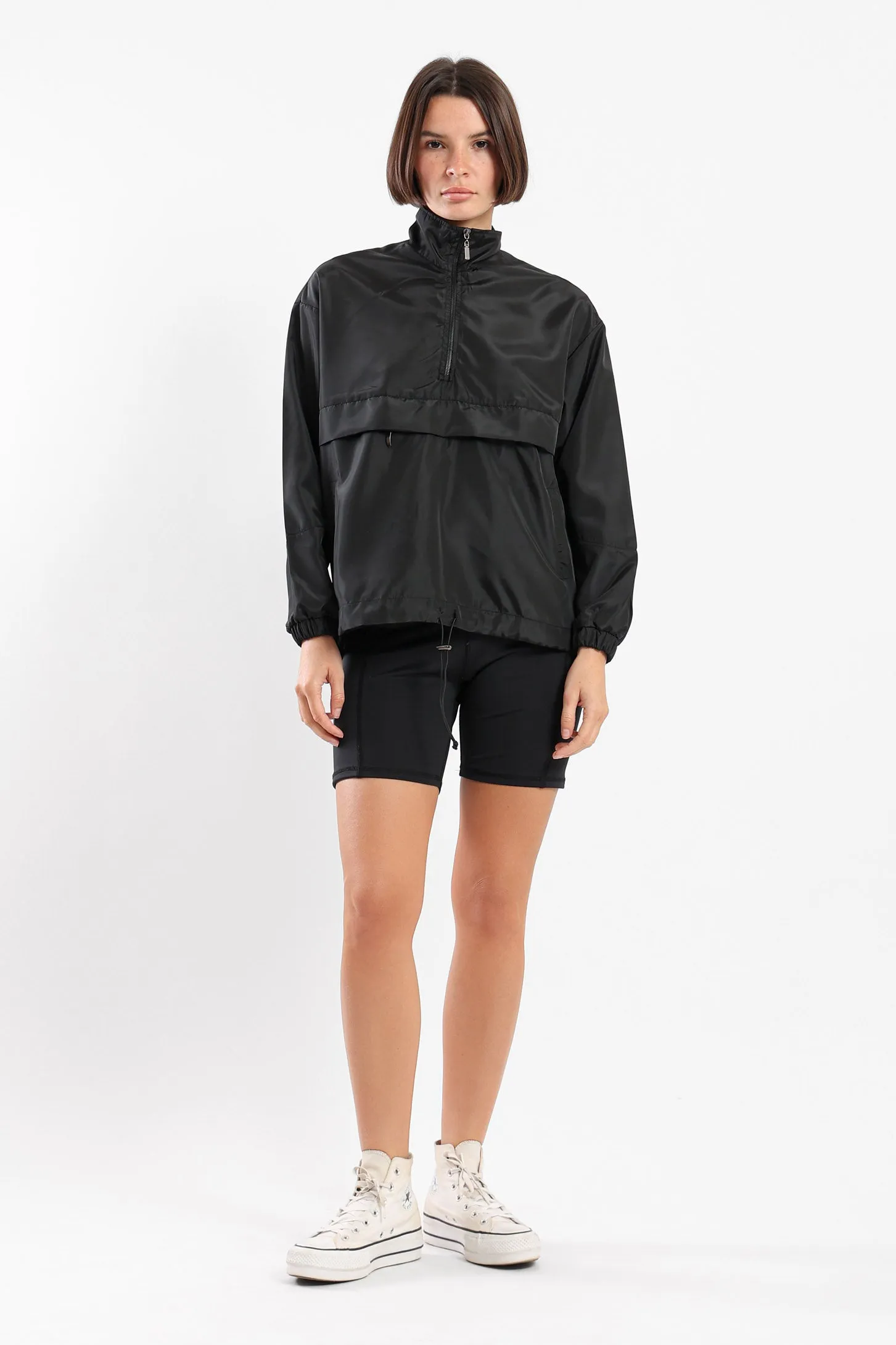 WINDBREAKER PARKA SWEATSHIRT - BLACK