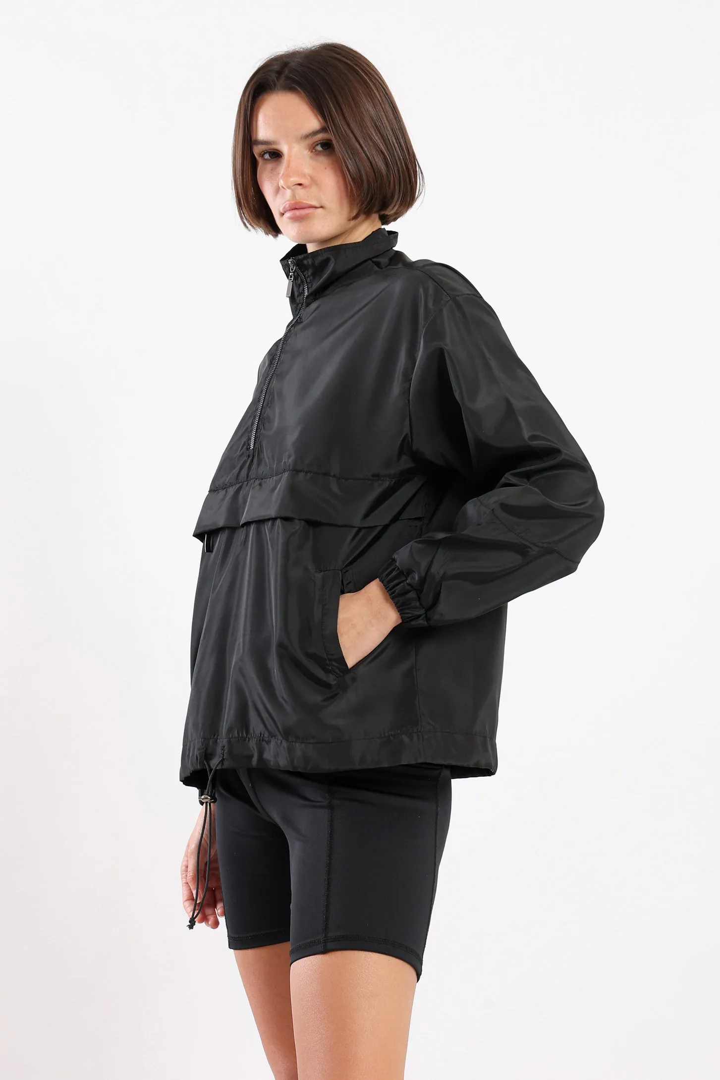 WINDBREAKER PARKA SWEATSHIRT - BLACK