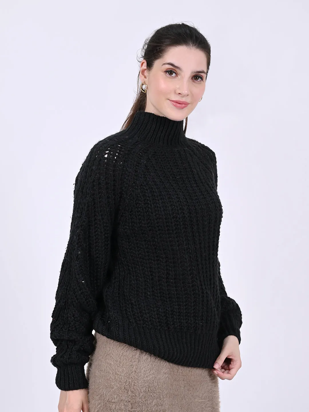 Women Black Turtleneck Sweater