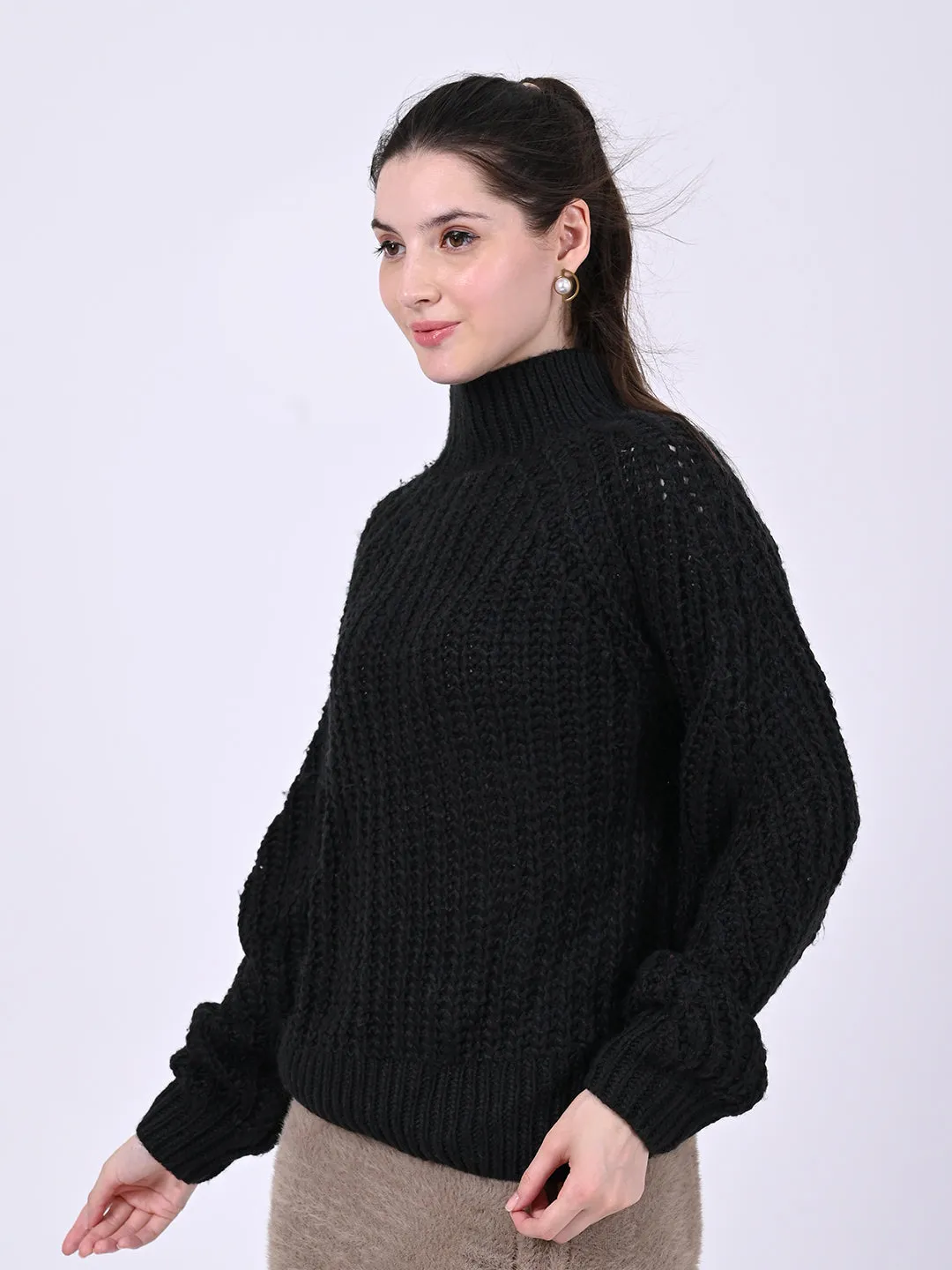 Women Black Turtleneck Sweater