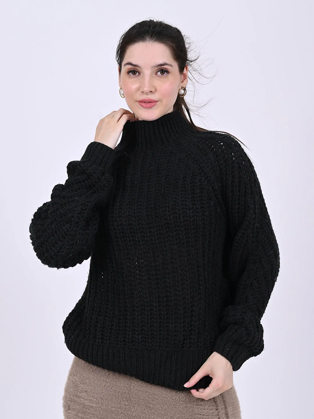 Women Black Turtleneck Sweater