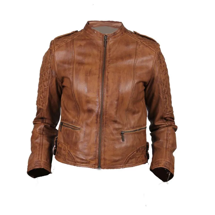 Women's moto style leather jacket